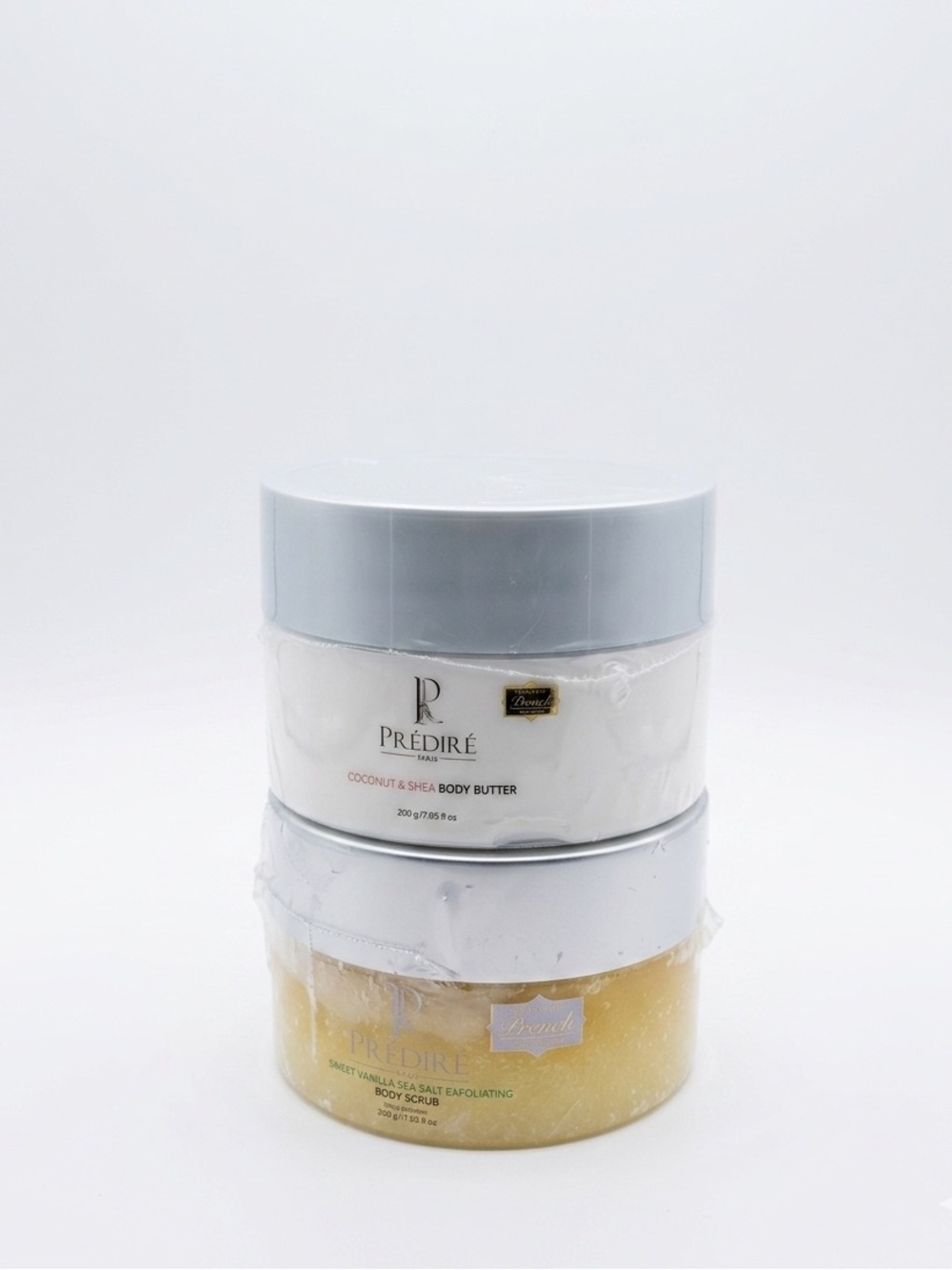 Coconut & Shea Body Butter and Sea Salt Exfoliating Scrub Duo - White & Gold